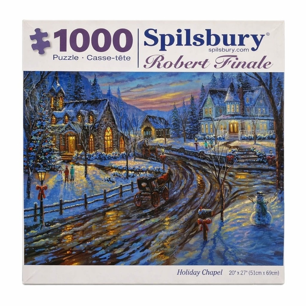 Spilsbury 1000 Piece Jigsaw Puzzle Robert Finale Holiday Chapel Winter Christmas